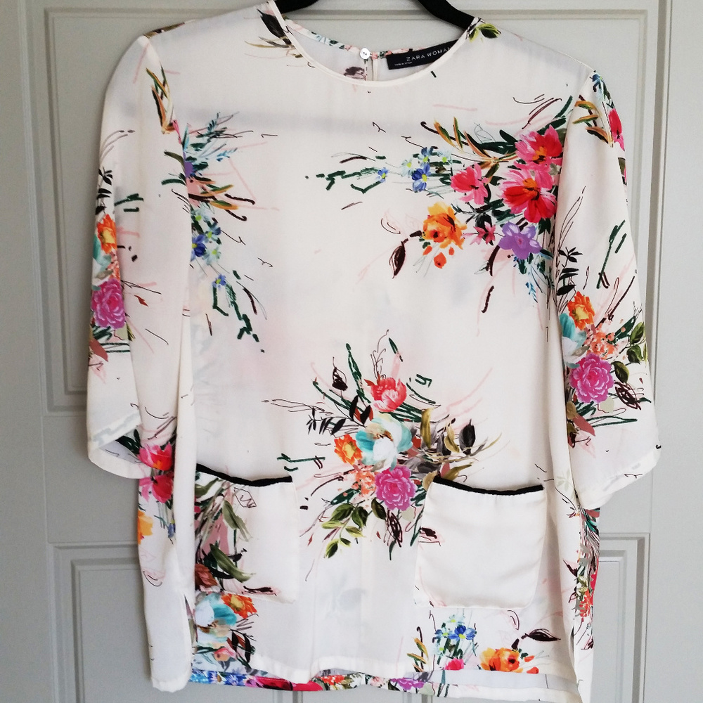 Zara Floral Blouse with Pocket Detail